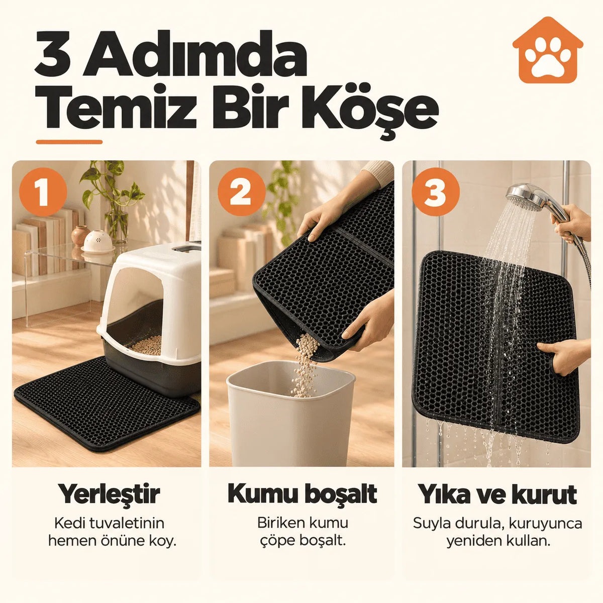 PatiKöşem Elekli Kum Paspası - Temiz Kal!